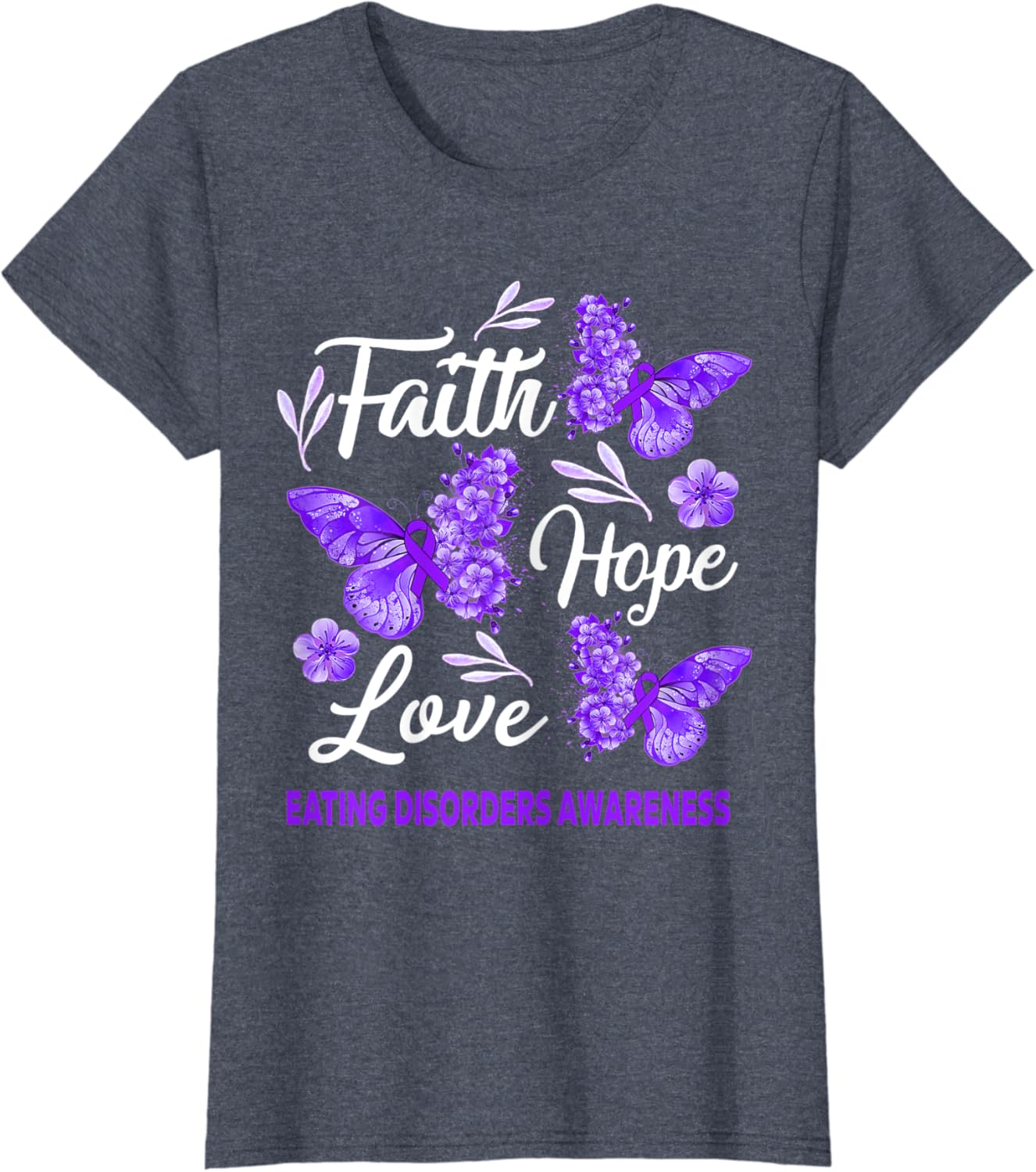 Eating disorders Awareness Faith Hope Love Butterfly TShirt
